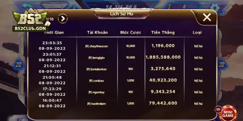 Lịch Sử Nổ Hũ B52 – Cách Xem Người Trúng Thưởng Các bước xem người trúng thưởng trong lịch sử